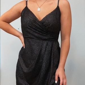 Silence and Noise Little Black Dress. Size Large. Silver Woven Knit V Neck Back